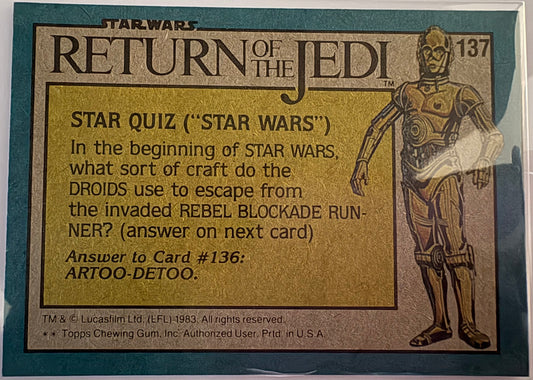 1983 Topps Star Wars: ROTJ The Victors #137