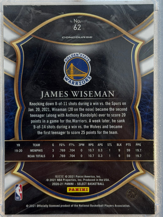 James Wiseman Warriors Panini Rookie Card #62 2021