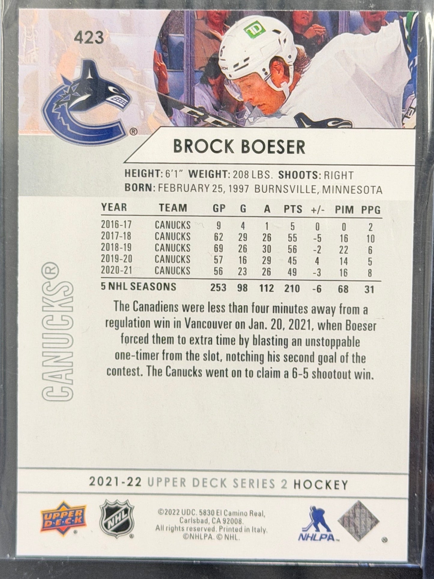 Brock Boeser 2022 Card #423