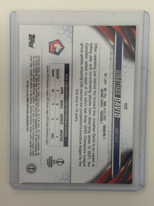 2024 Topps Chrome UEFA Europa Conference League Jonathan David LOSC Lille #117 — Purple Speckle Refractor 065/299