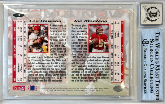Joe Montana Then & Now Beckett Graded 10 Autographed Card #3 1994
