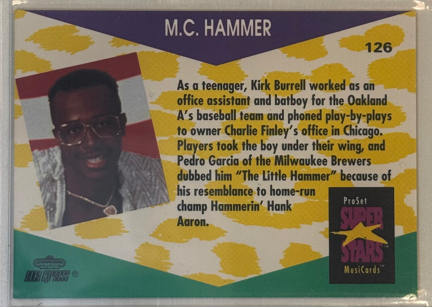 M.C. Hammer Pro Set Superstars Musicard RC #126 1991