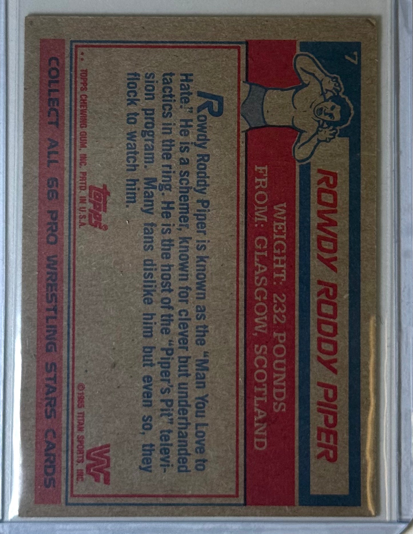 Roudy Roddy Piper Topps #7 1985