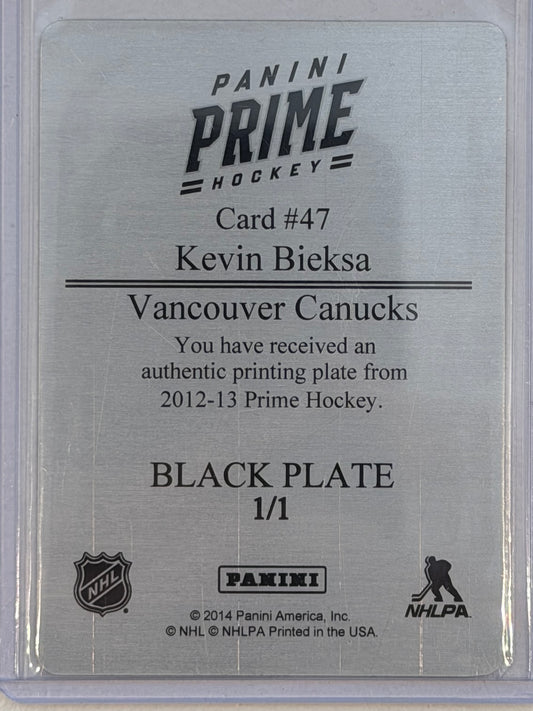 Kevin Bieksa #47 Vancouver Canucks Black Plate 1/1 Panini Prime Hockey