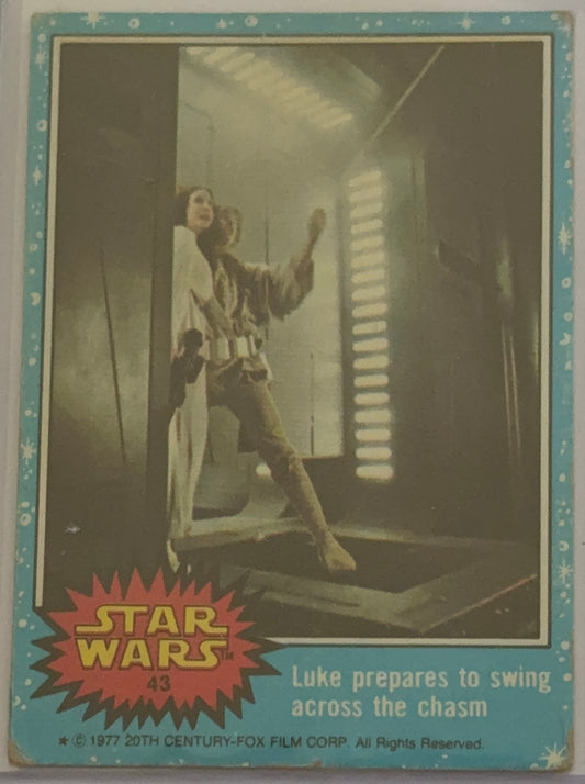 1977 Topps Star Wars Luke Prepares to Swing Across The Chasm #43
