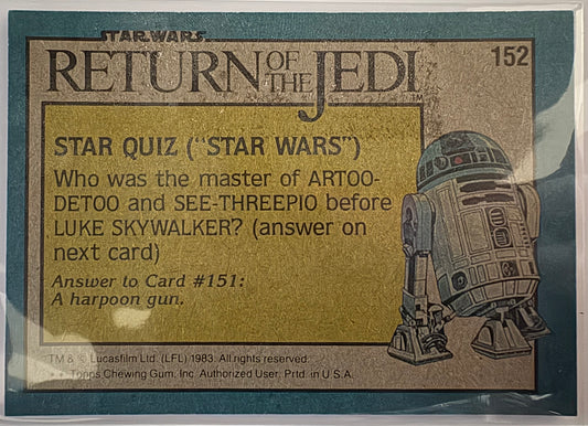 1983 Topps Star Wars: ROTJ A Pensive Luke Skywalker #152