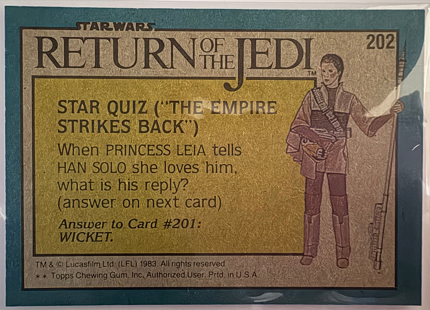 1983 Topps Star Wars: ROTJ The Young Jedi Knight #202