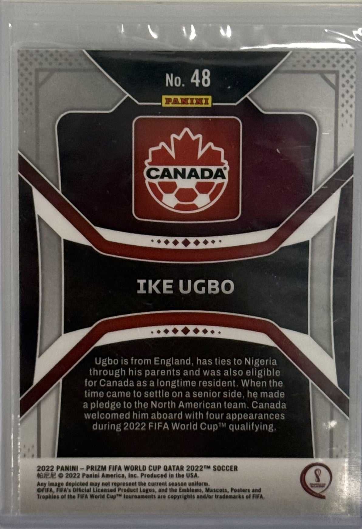 2022 Ike Ugbo Team Canada Panini Prizm FIFA World Cup Qatar #48 RC