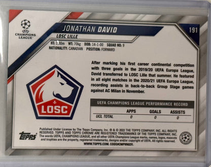 2022 Jonathan David LOSC Topps Chrome Silver #191 Rookie Card