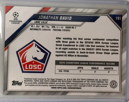 2022 Jonathan David LOSC Topps Chrome Silver #191 Rookie Card