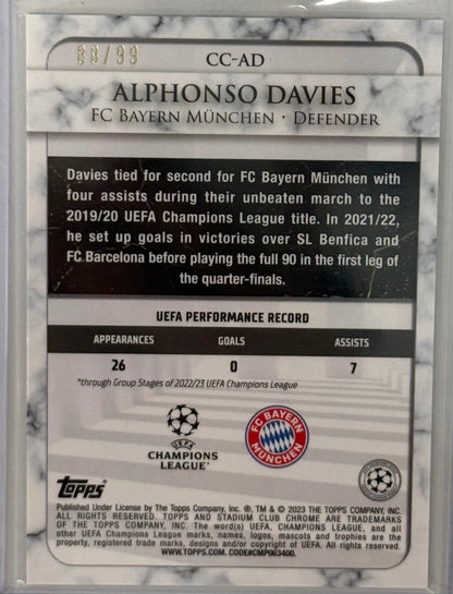 2023 Alphonso Davies FC Bayern Topps Stadium Club Chrome Green Refractor CC-AD Limited 88/99