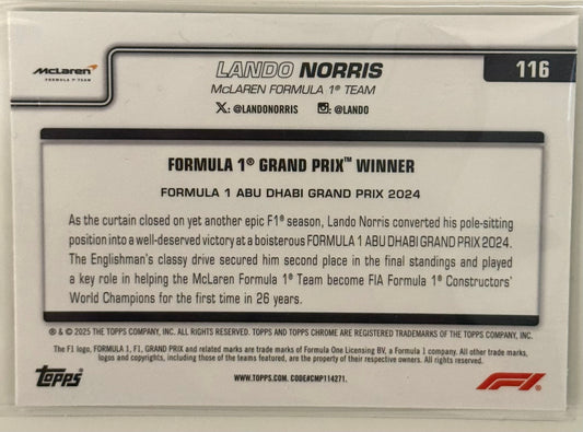2025 GP Winner Lando Norris McLaren #116 - Topps Chrome Formula 1 F1
