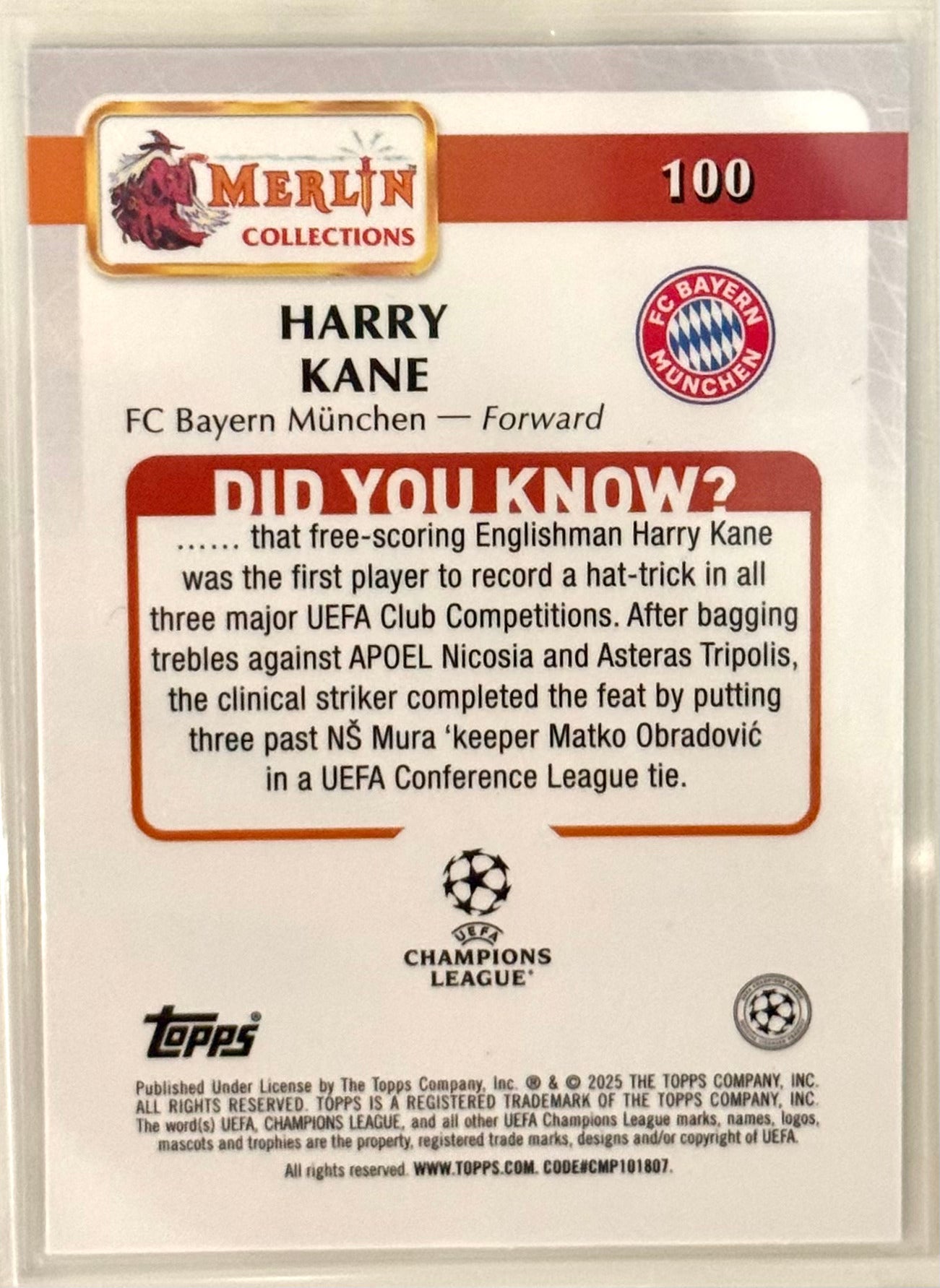 2025 Harry Kane FC Bayern Topps Merlin Collections #100