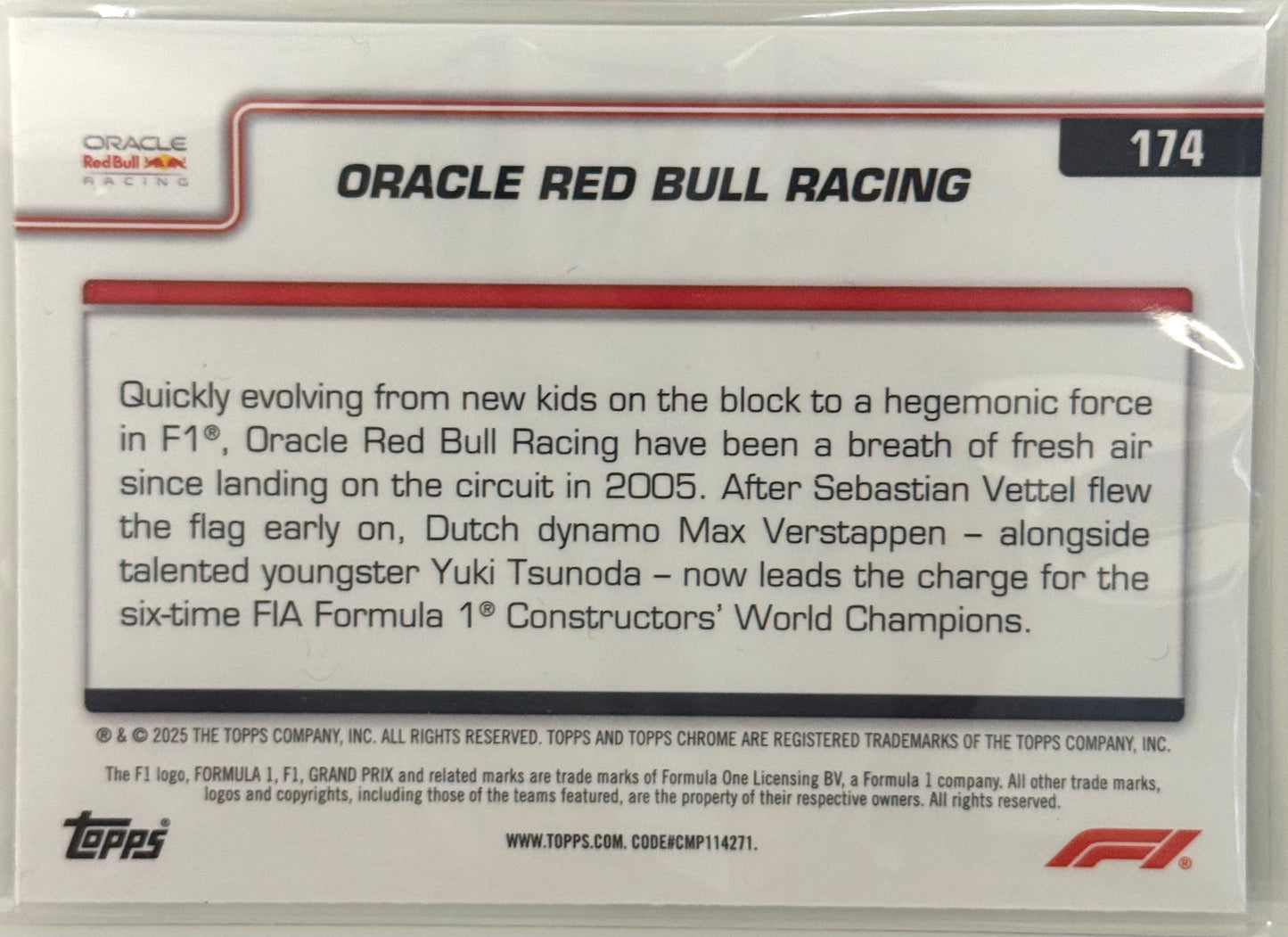 2025 Oracle Red Bull Racing #174 - Topps Chrome Formula 1 F1