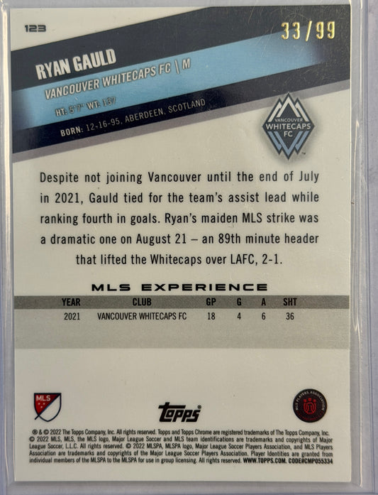 Ryan Gauld RC Topps Chrome Whitecaps FC #123 2022 - GREEN