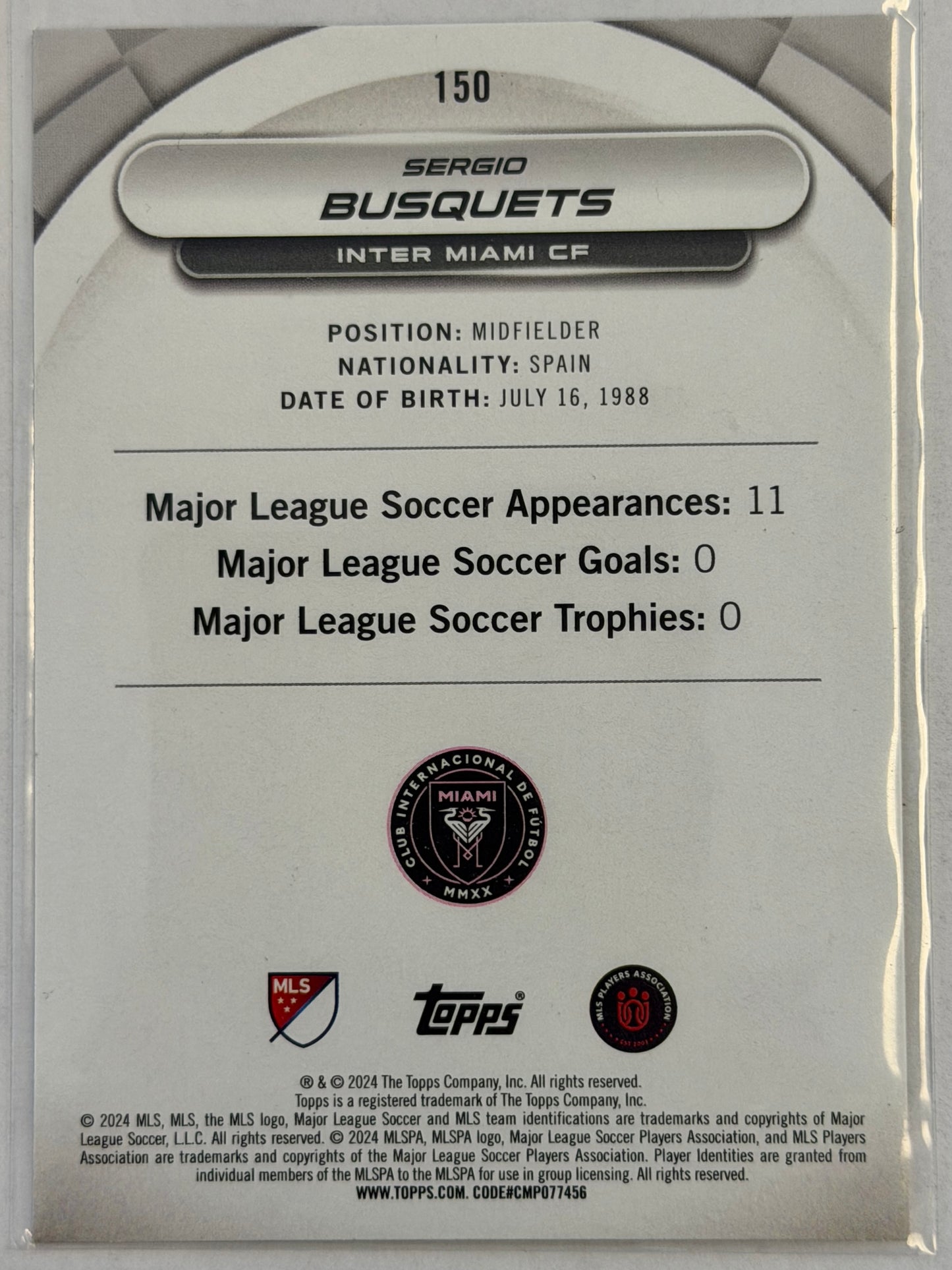 Sergio Busquets Topps MLS Superstars #150 2024