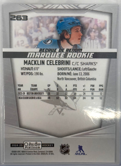 Macklin Celebrini Marquee Rookie #263 2024-25 O-Pee-Chee Platinum