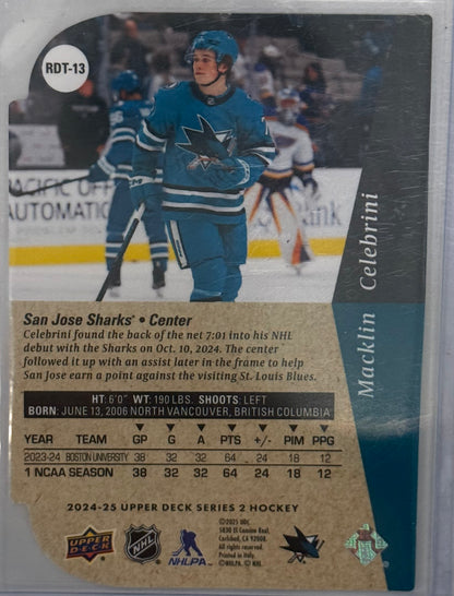 2024-25 Upper Deck Series 2 Macklin Celebrini RDT-13 Gold Die-cut Rookie