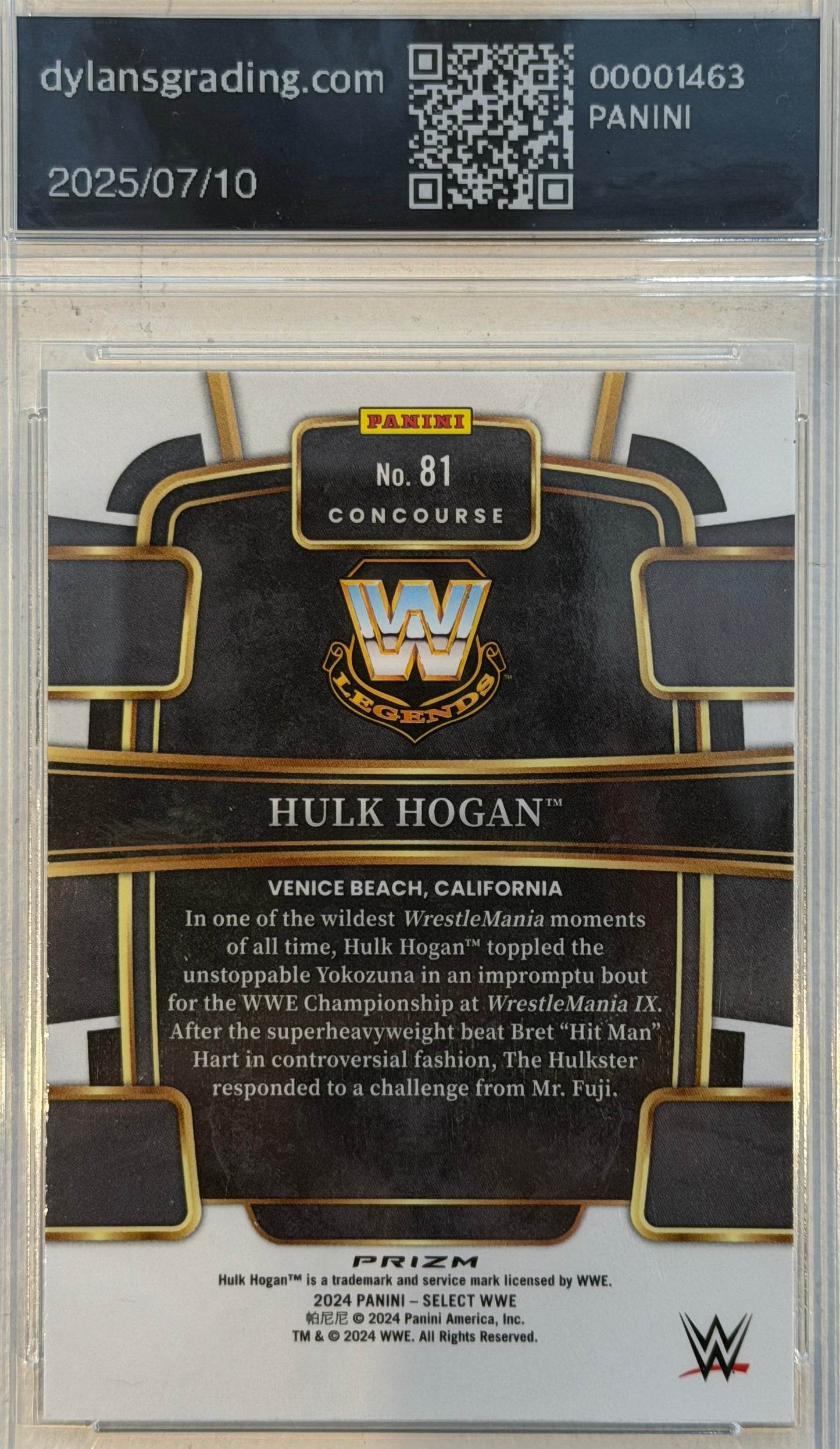 2024 Select WWE Hulk Hogan #81 Silver Prizm MINT 9