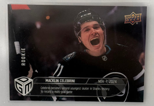 2024-25 Upper Deck Game Dated Moments /1199 Macklin Celebrini #19 Rookie RC