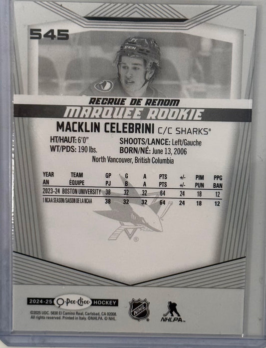 2024-25 O-Pee-Chee - Marquee Rookie Macklin Celebrini #545 (RC)