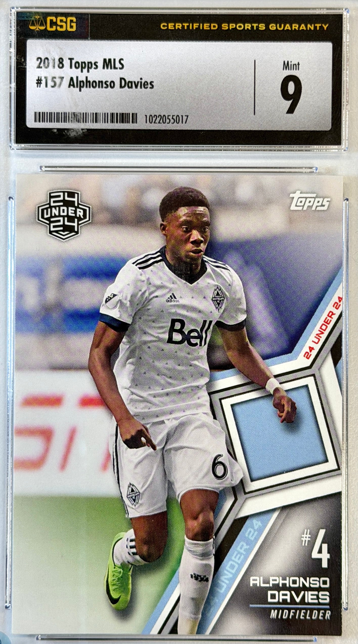 Alphonso Davies Topps MLS Rookie Whitecaps CSG 9 MINT #157 2018