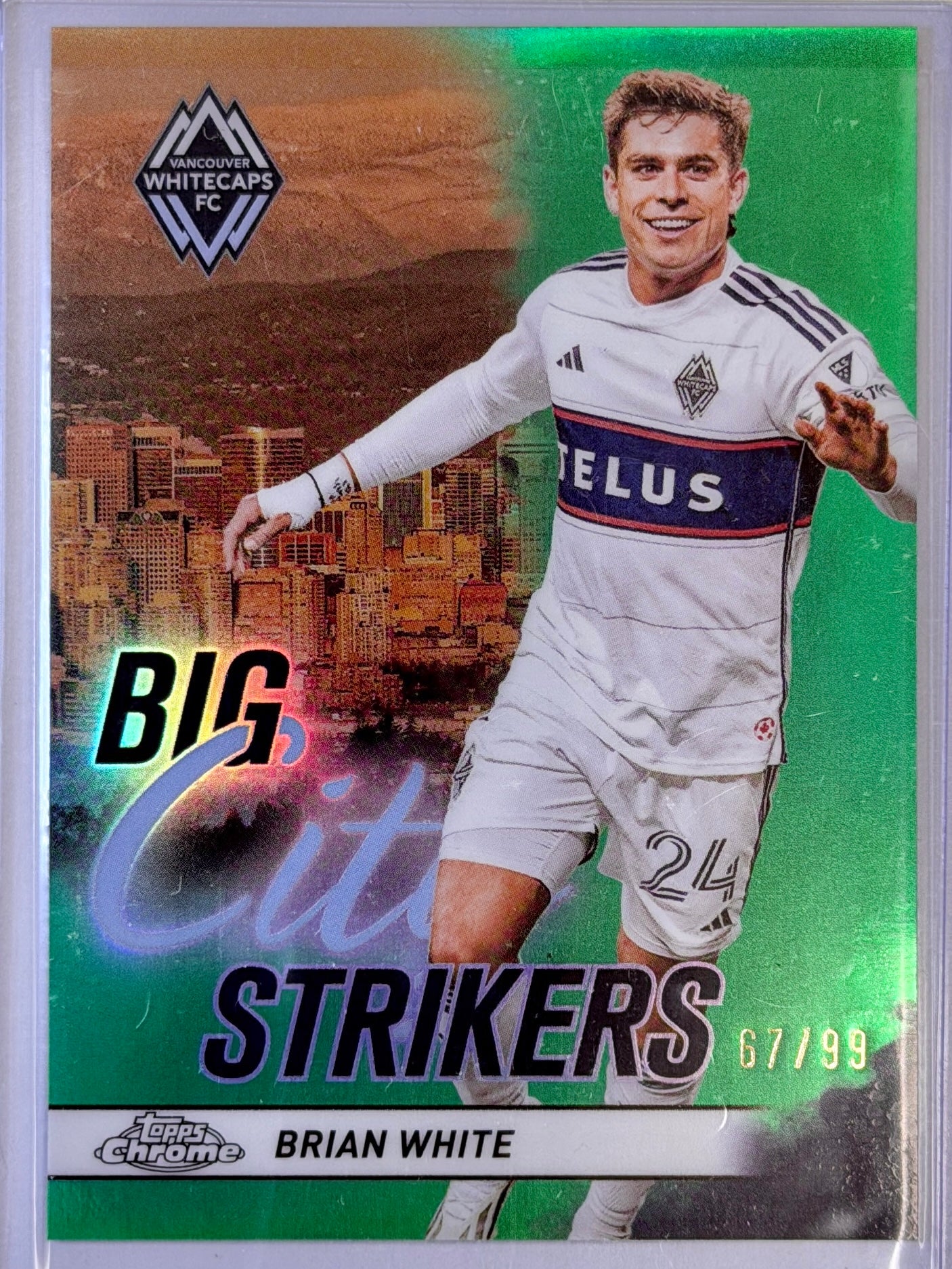 Brian White Topps Big City Strikers Green Refractor CS8 2024