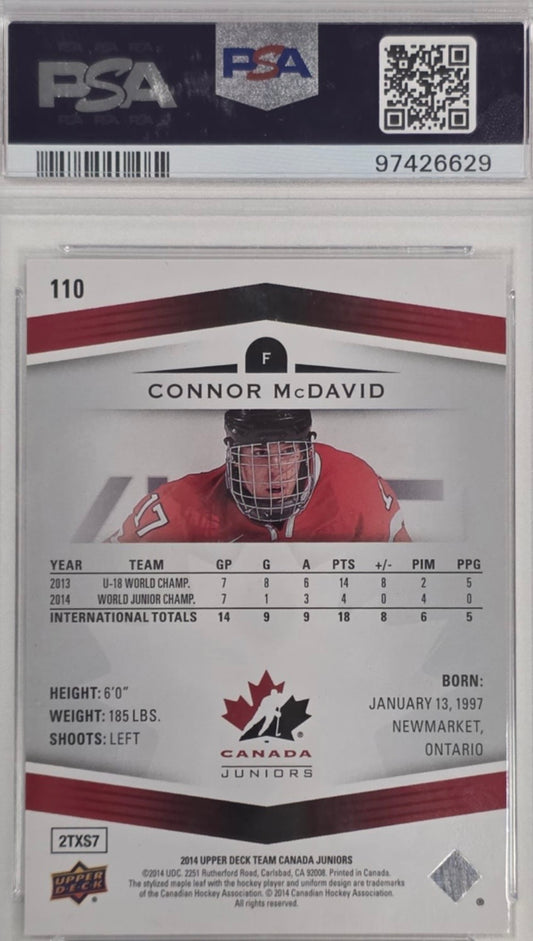 Connor McDavid Team Canada Juniors Upper Deck PSA 10 Gem-MT #110 2014