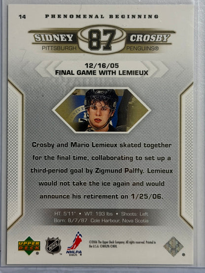 Crosby: Final Game with Lemieux Upper Deck #14 2006