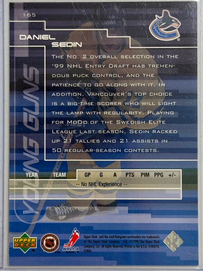 Daniel Sedin Upper Deck Young Guns Rookie #165 1999