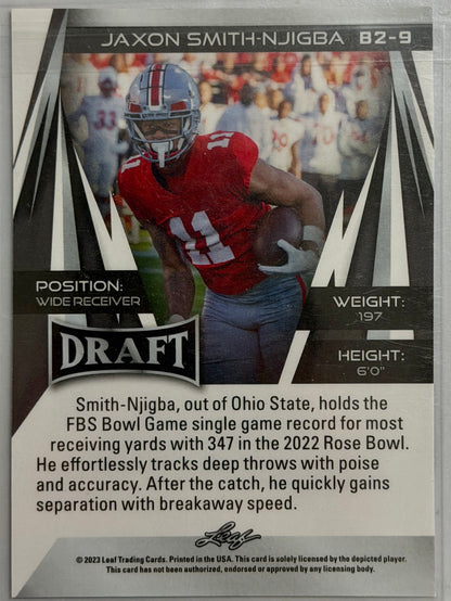 Jaxon Smith-Njigba Leaf Draft Rookie Card #B2-9 2023