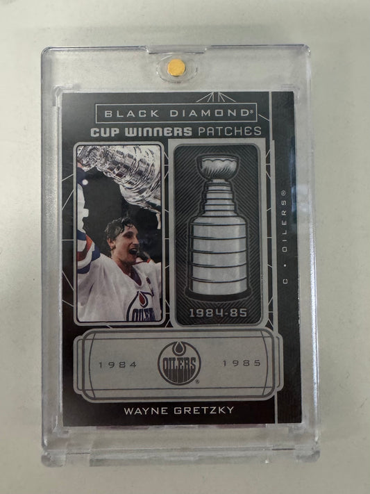 2022-23 Upper Deck Black Diamond Hockey Wayne Gretzky Edmonton Oilers Cup Winners Patches #CW-WG — 1984-85 Stanley Cup, Manufactured Patch