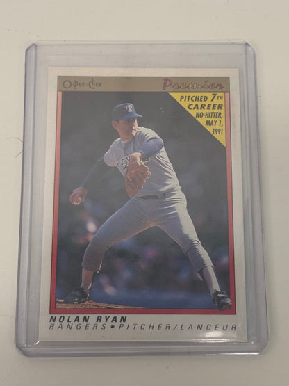1991 O-Pee-Chee Premier Nolan Ryan Texas Rangers #102 — 7th Career No-Hitter Commemorative, Hall of Fame Pitcher