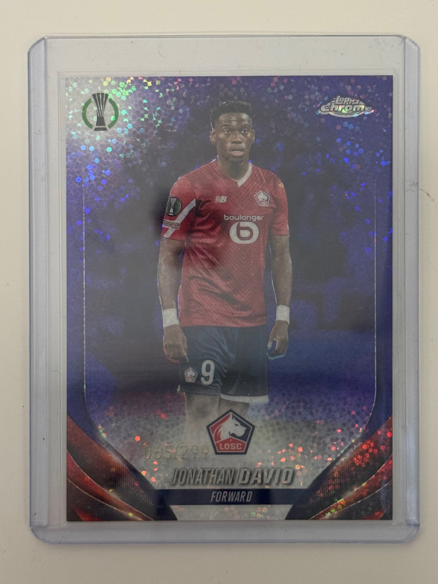 2024 Topps Chrome UEFA Europa Conference League Jonathan David LOSC Lille #117 — Purple Speckle Refractor 065/299