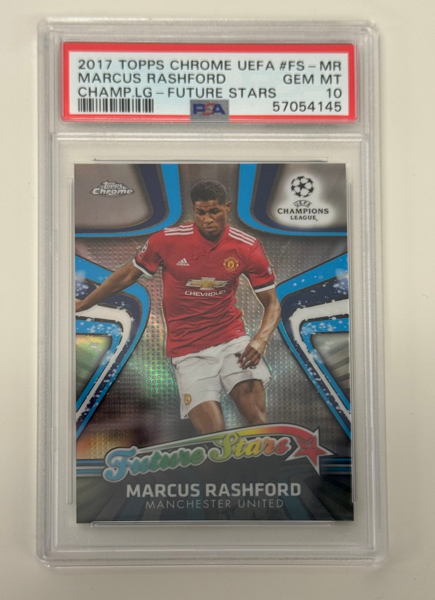 2017 Topps Chrome UEFA Champions League Marcus Rashford Future Stars #FS-MR — Manchester United, PSA Gem Mint 10