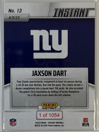 Jaxson Dart Panini Instant Debut RC #13 2025