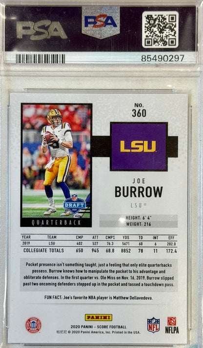 Joe Burrow Panini Score GEM MT 10 #360 2020