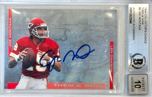 Joe Montana Then & Now Beckett Graded 10 Autographed Card #3 1994