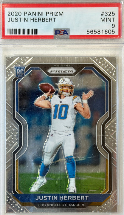 Justin Herbert Panini Prizm PSA 9 Authenticated Rookie Card #325 2020