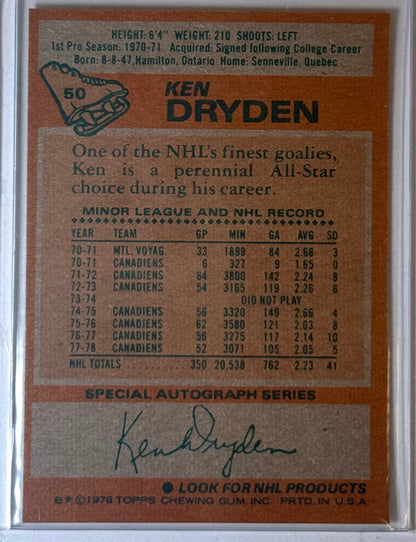 Ken Dryden Topps First Team All Star Signature Series #50 1978