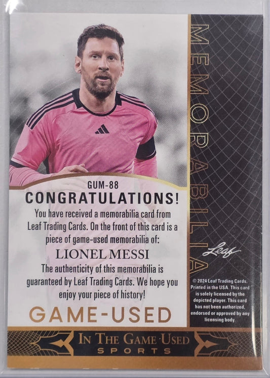 Lionel Messi Leaf In the Games Used Jersey Memorabilia GUM-88 2024