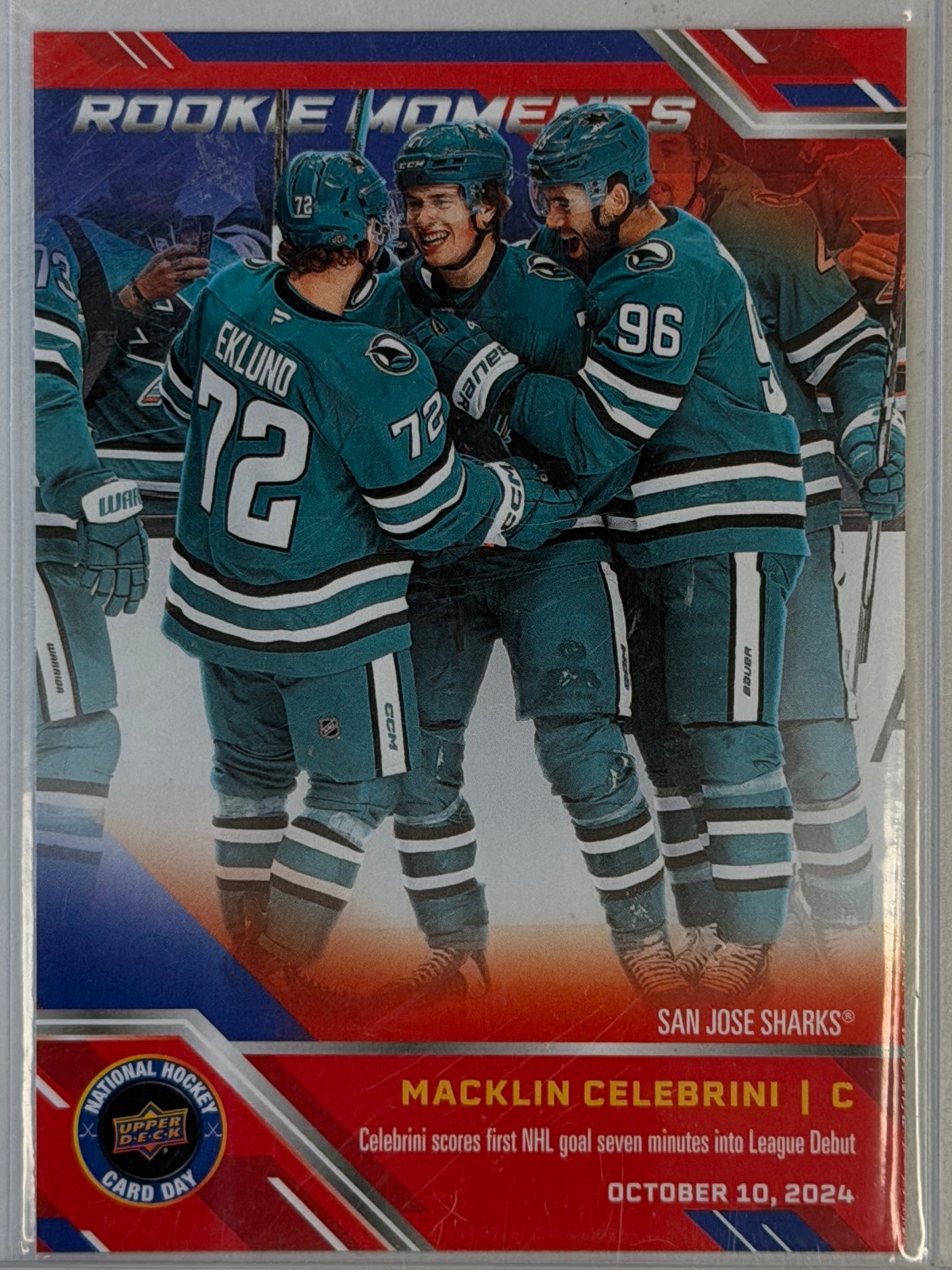 Macklin Celebrini Rookie Moments National Hockey Card Day 2025-2026