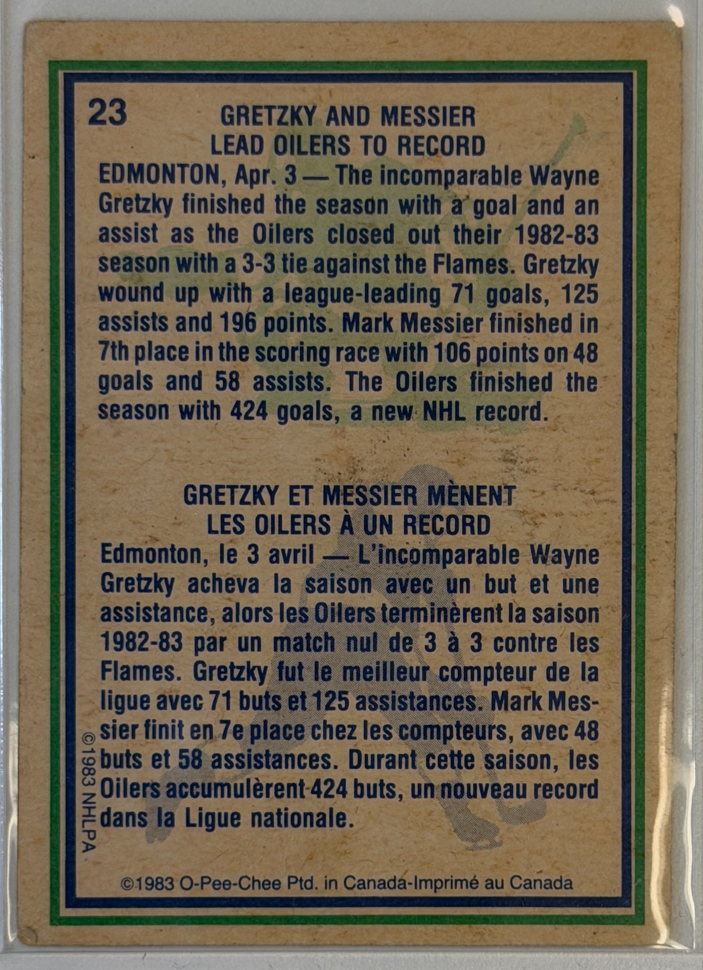 Mark Messier / Wayne Gretzky O-Pee-Chee #23 1983-1984
