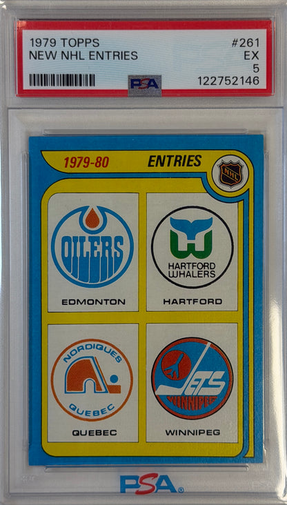 NHL Entries Topps PSA 5: Oilers, Whalers, Nordique, Jets #261 1979