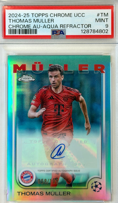 Thomas Muller Topps Chrome Aqua Refractor, PSA 9 Autographed CA-TM 2024-2025