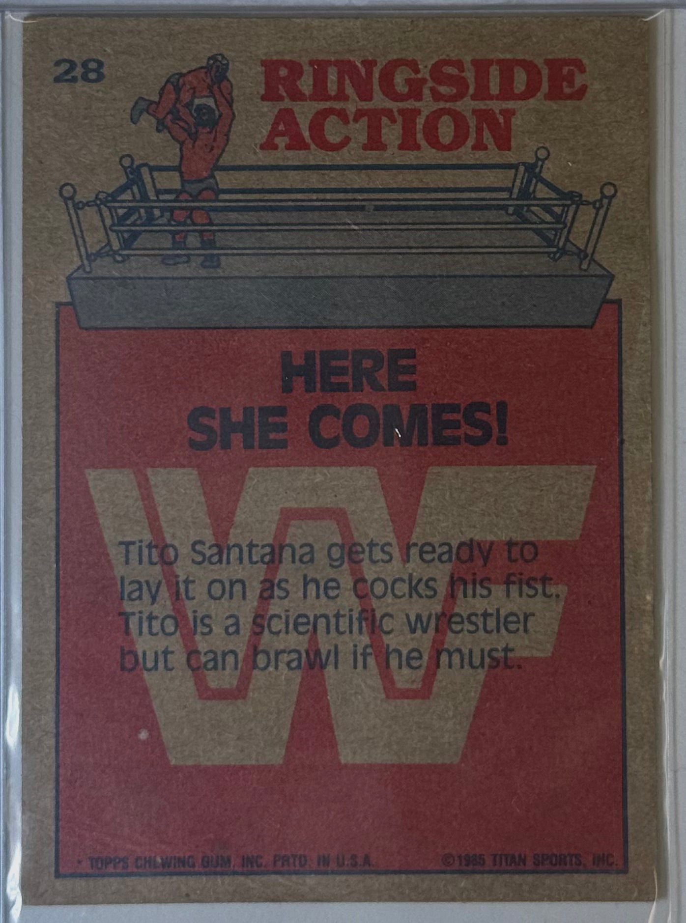 Tito Santana Topps Ringside Action: Here she comes! #28 1985
