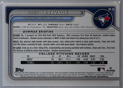 Trey Yesavage Bowman Draft BD-92 2024