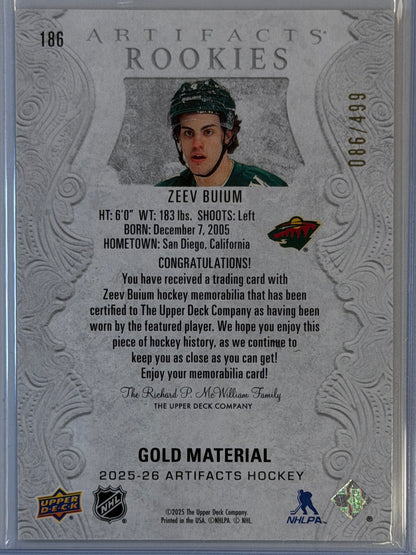 Gold Zeev Buium Limited Card #086/499